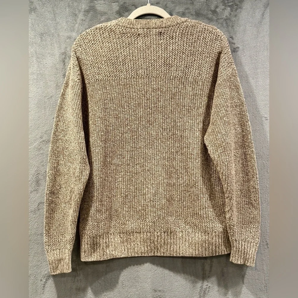 Red Head Beige Herringbone Pullover 1/4 Button Lightweight Sweater Size Small
